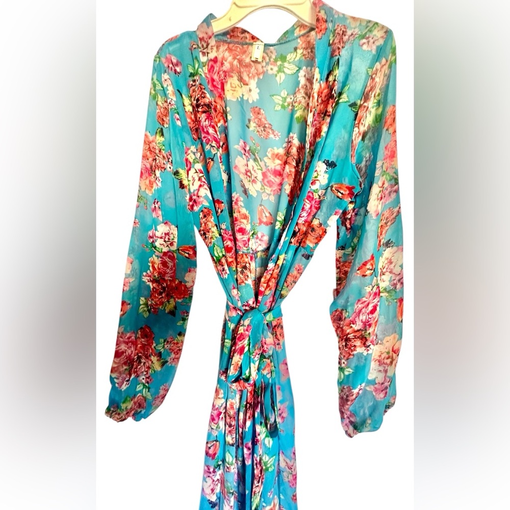 Floral Sheer Lightweight Kimono Robe Beach Cover up